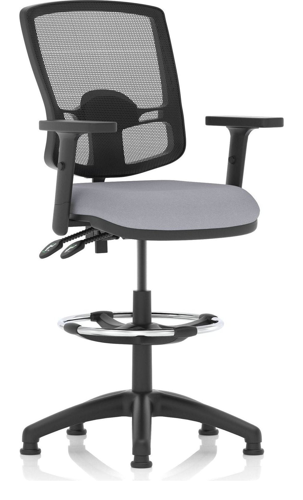 Eclipse Plus II Bespoke Deluxe Mesh Back Task Operator Chair, quest shell, height adjustable arms, with draughtsman kit