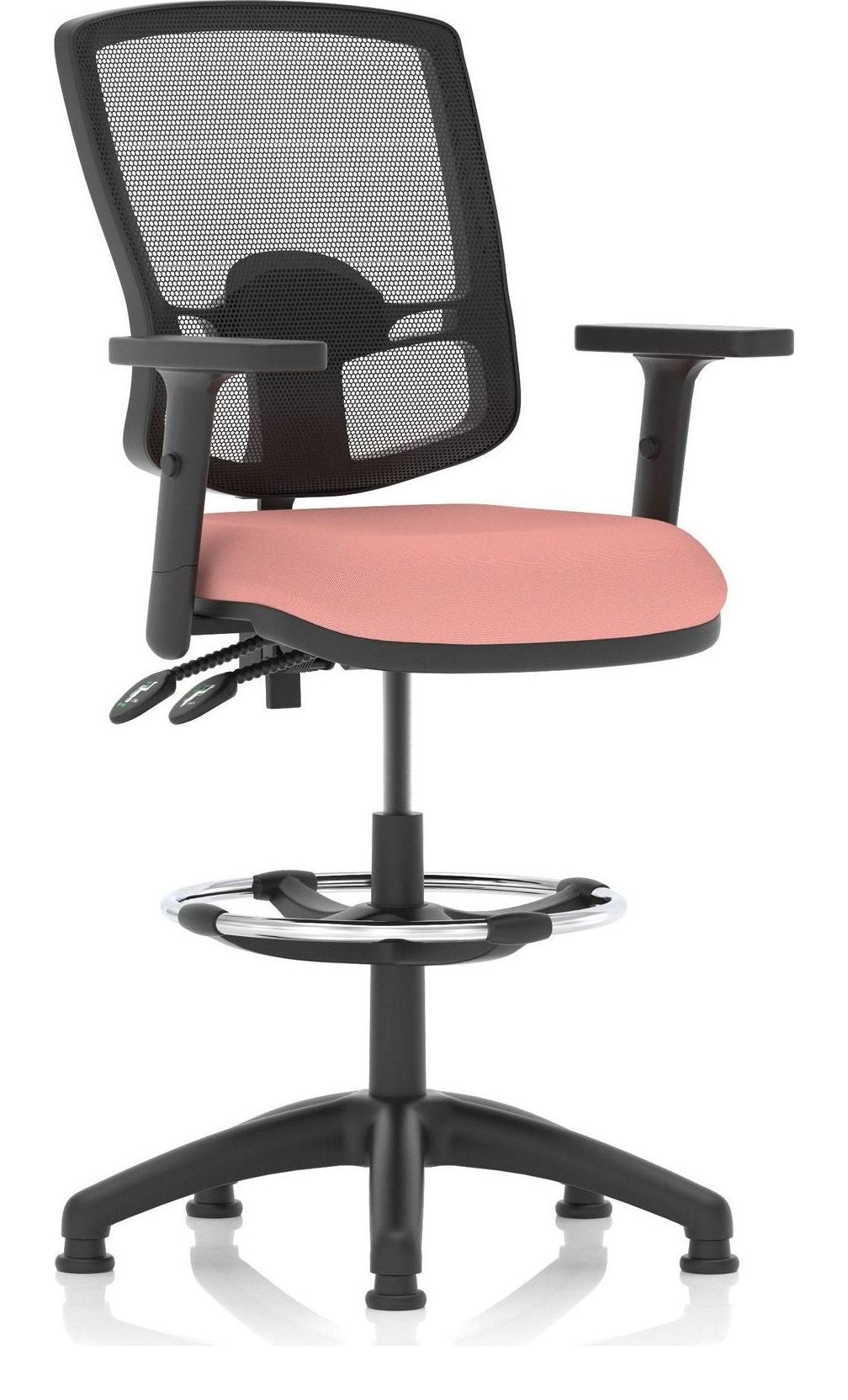 Eclipse Plus II Bespoke Deluxe Mesh Back Task Operator Chair, quest shrimp, height adjustable arms, with draughtsman kit