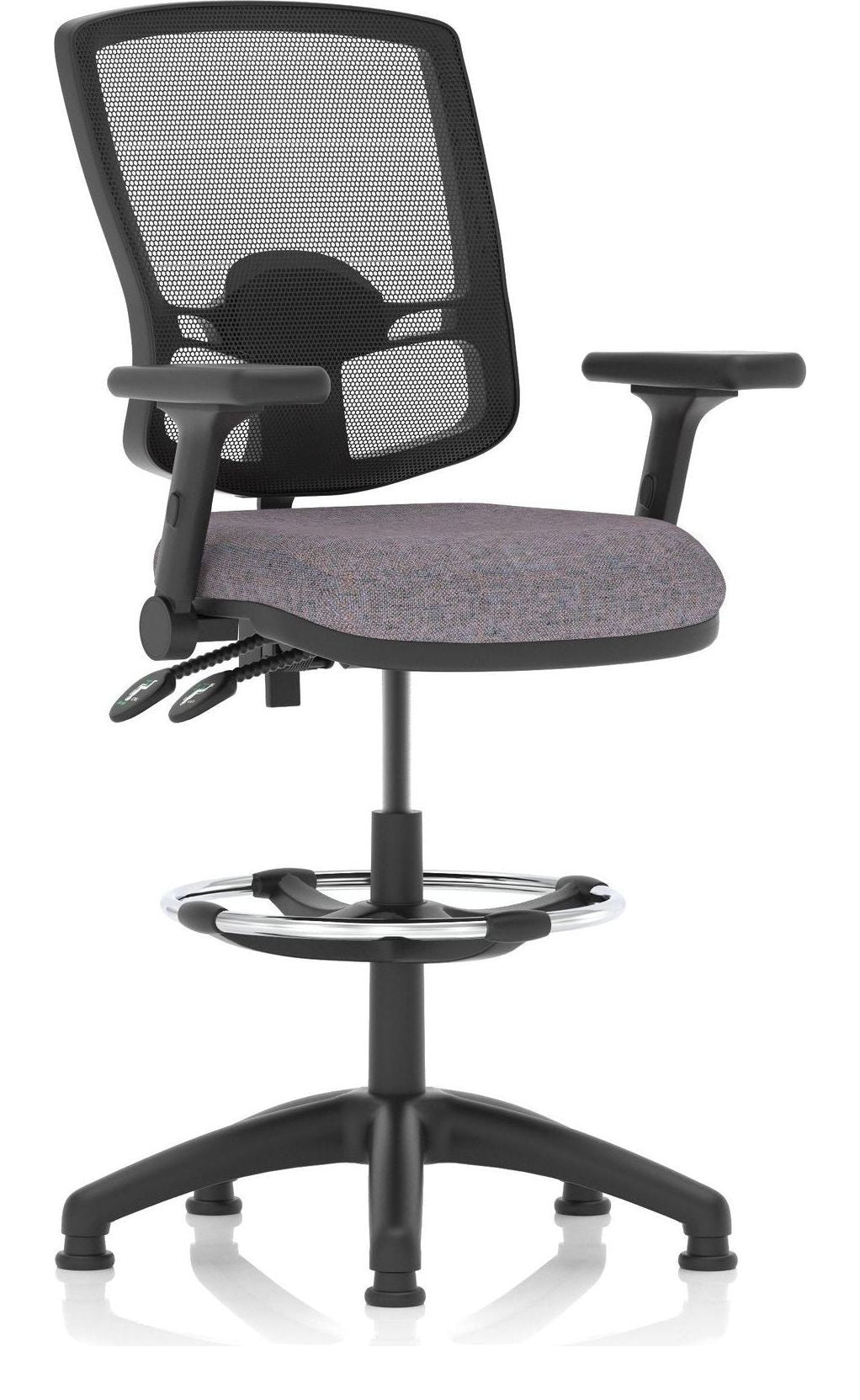 Eclipse Plus II Bespoke Deluxe Mesh Back Task Operator Chair, rivet fuse, height adjustable folding arms, with draughtsman kit