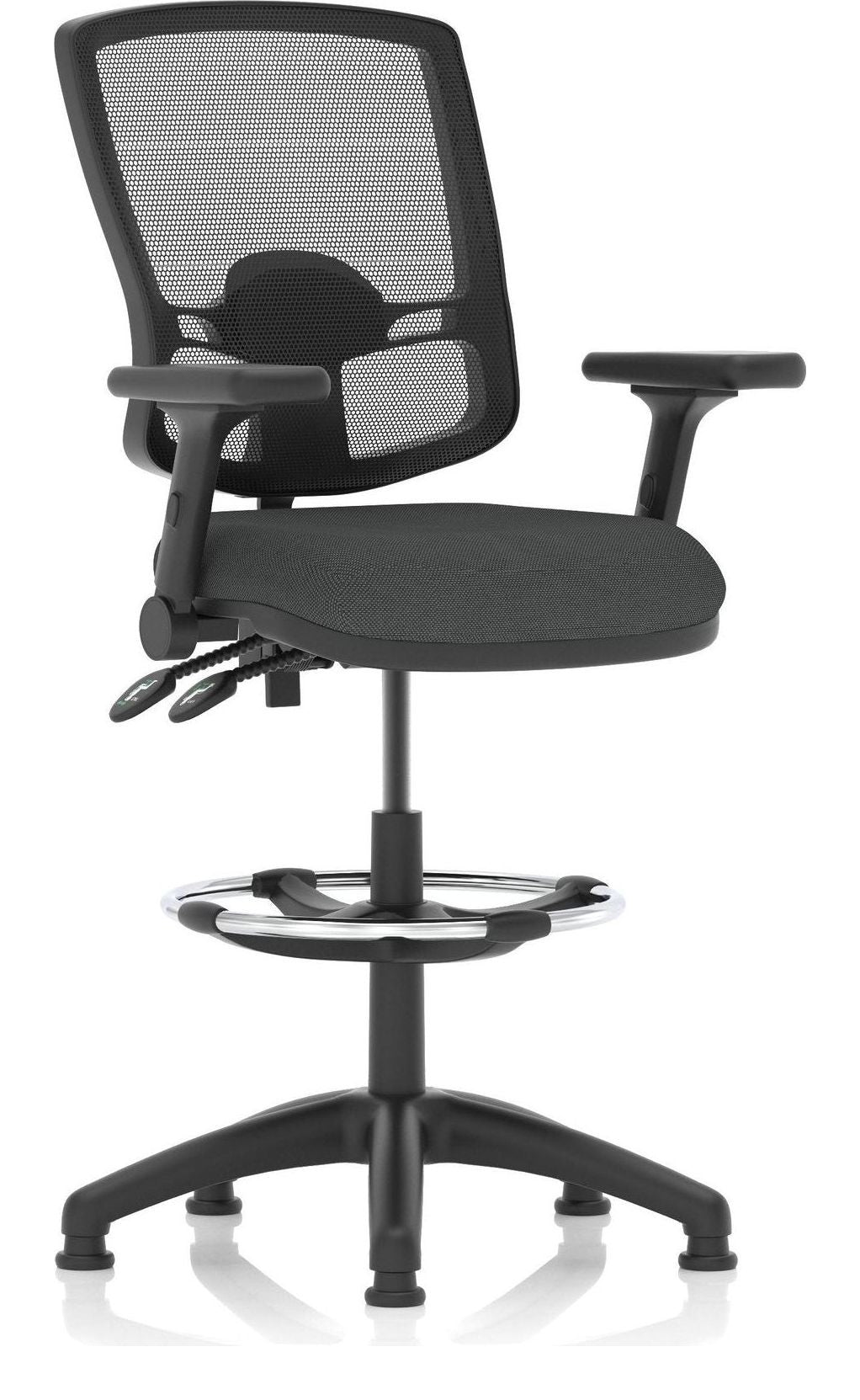 Eclipse Plus II Bespoke Deluxe Mesh Back Task Operator Chair, quest mussel, height adjustable folding arms, with draughtsman kit