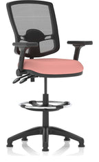 Eclipse Plus II Bespoke Deluxe Mesh Back Task Operator Chair, quest shrimp, height adjustable folding arms, with draughtsman kit