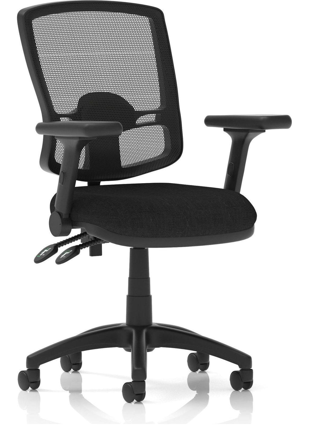 Eclipse Plus II Deluxe Mesh Back Task Operator Chair, black fabric, no draughtsman kit, height adjustable folding arms