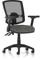 Eclipse Plus II Deluxe Mesh Back Task Operator Chair, charcoal fabric, no draughtsman kit, height adjustable folding arms