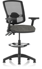 Eclipse Plus II Deluxe Mesh Back Task Operator Chair, charcoal fabric, with draughtsman kit, height adjustable folding arms