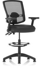 Eclipse Plus II Deluxe Mesh Back Task Operator Chair, black leather, with draughtsman kit, height adjustable folding arms