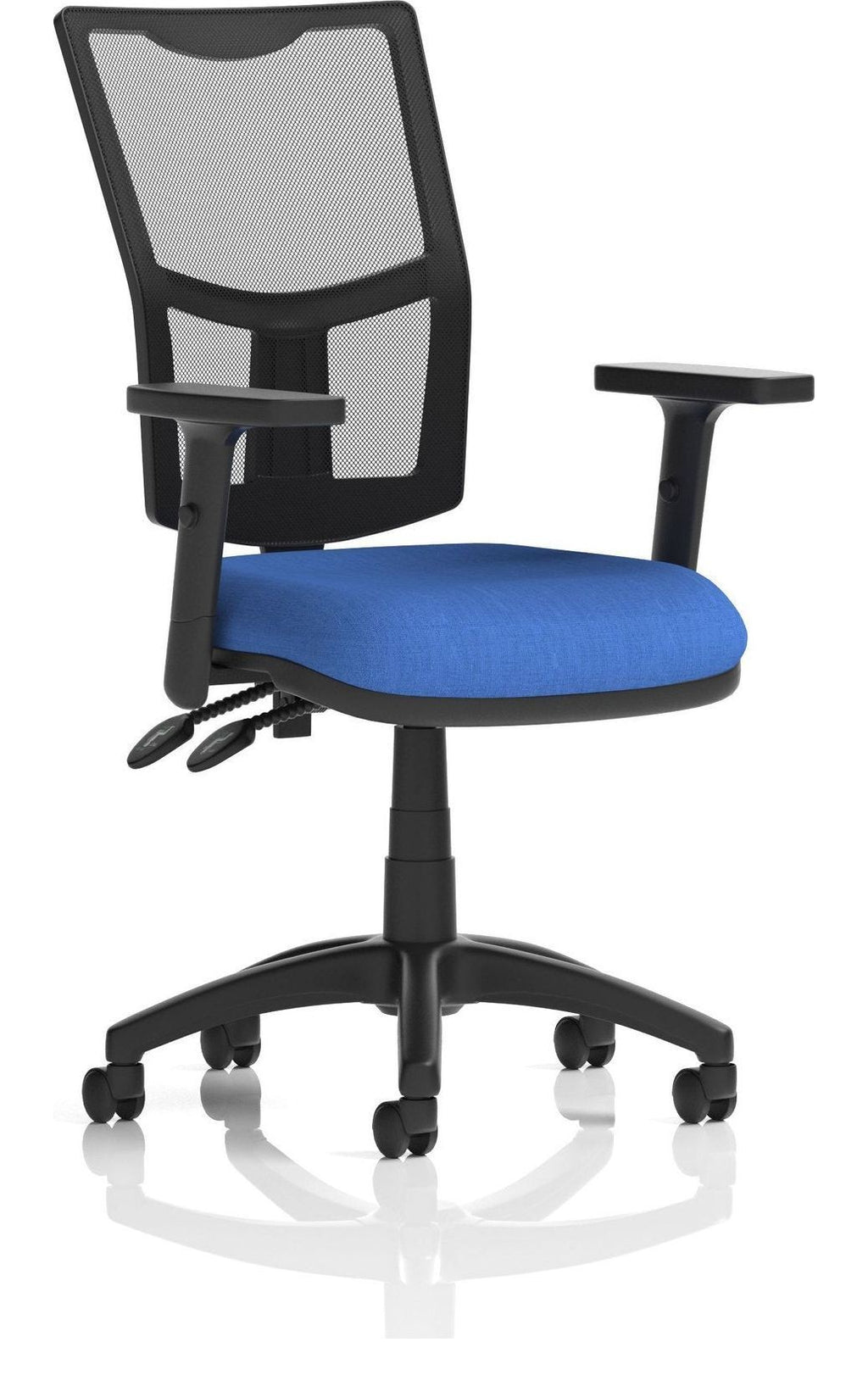 Eclipse Plus II Medium Mesh Back Task Operator Chair, blue fabric, no draughtsman kit, height adjustable arms