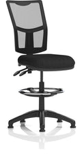 Eclipse Plus II Medium Mesh Back Task Operator Chair, black fabric, with draughtsman kit, no arms