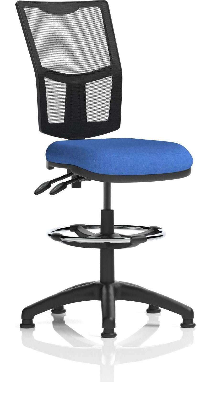 Eclipse Plus II Medium Mesh Back Task Operator Chair, blue fabric, with draughtsman kit, no arms