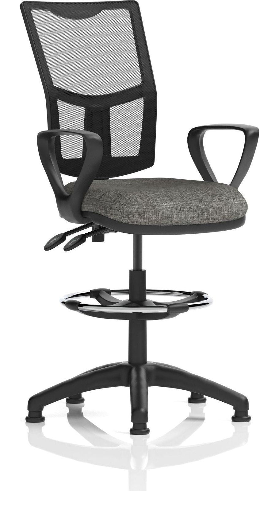 Eclipse Plus II Medium Mesh Back Task Operator Chair, charcoal fabric, with draughtsman kit, loop arms