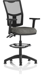 Eclipse Plus II Medium Mesh Back Task Operator Chair, charcoal fabric, with draughtsman kit, height adjustable arms