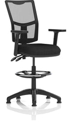 Eclipse Plus II Medium Mesh Back Task Operator Chair, black fabric, with draughtsman kit, height adjustable arms