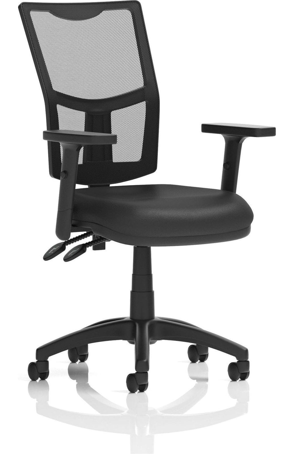 Eclipse Plus II Medium Mesh Back Task Operator Chair, black leather, no draughtsman kit, height adjustable arms