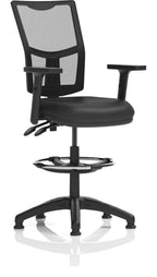 Eclipse Plus II Medium Mesh Back Task Operator Chair, black leather, with draughtsman kit, height adjustable arms