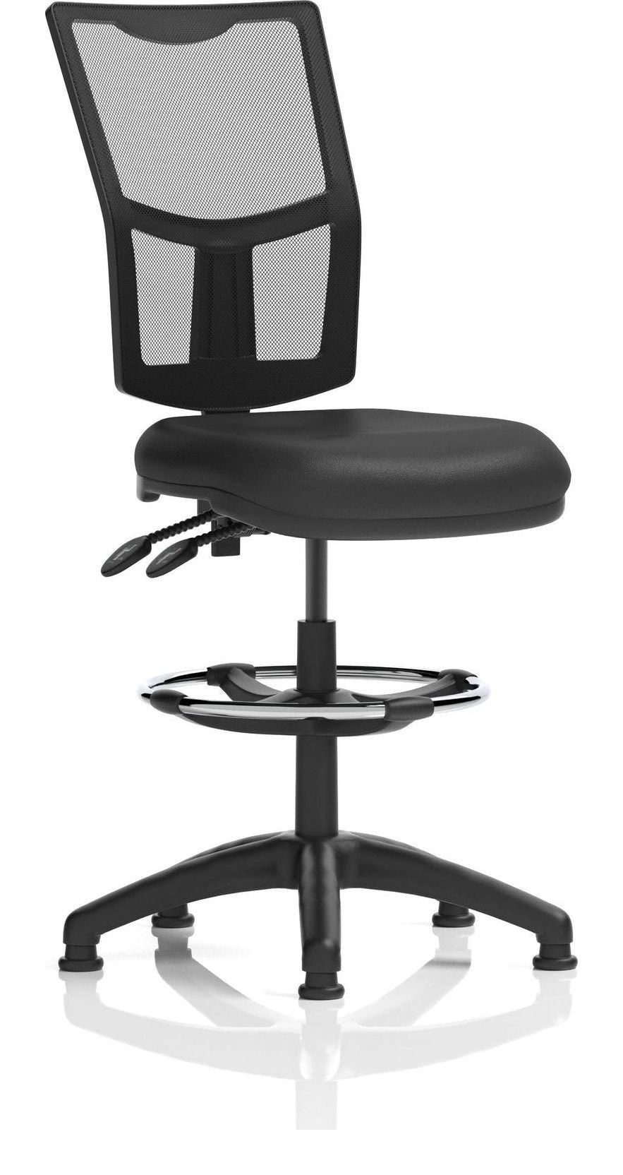 Eclipse Plus II Medium Mesh Back Task Operator Chair, black leather, with draughtsman kit, no arms