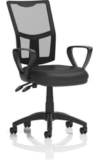 Eclipse Plus II Medium Mesh Back Task Operator Chair, black leather, no draughtsman kit, loop arms