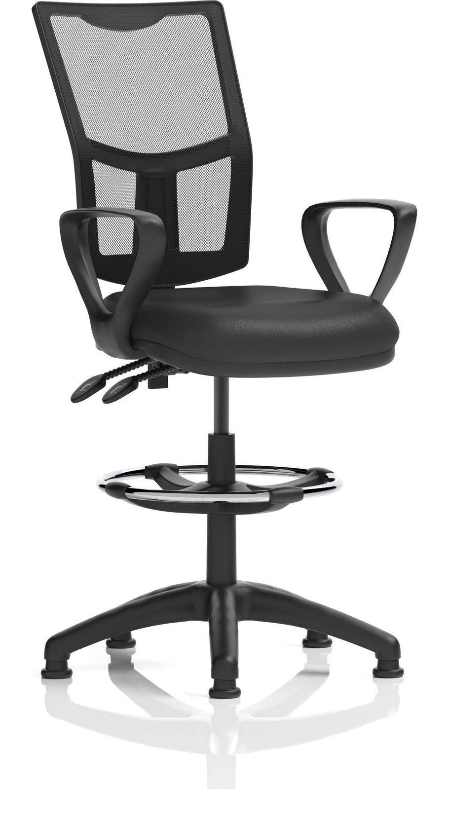 Eclipse Plus II Medium Mesh Back Task Operator Chair, black leather, with draughtsman kit, loop arms