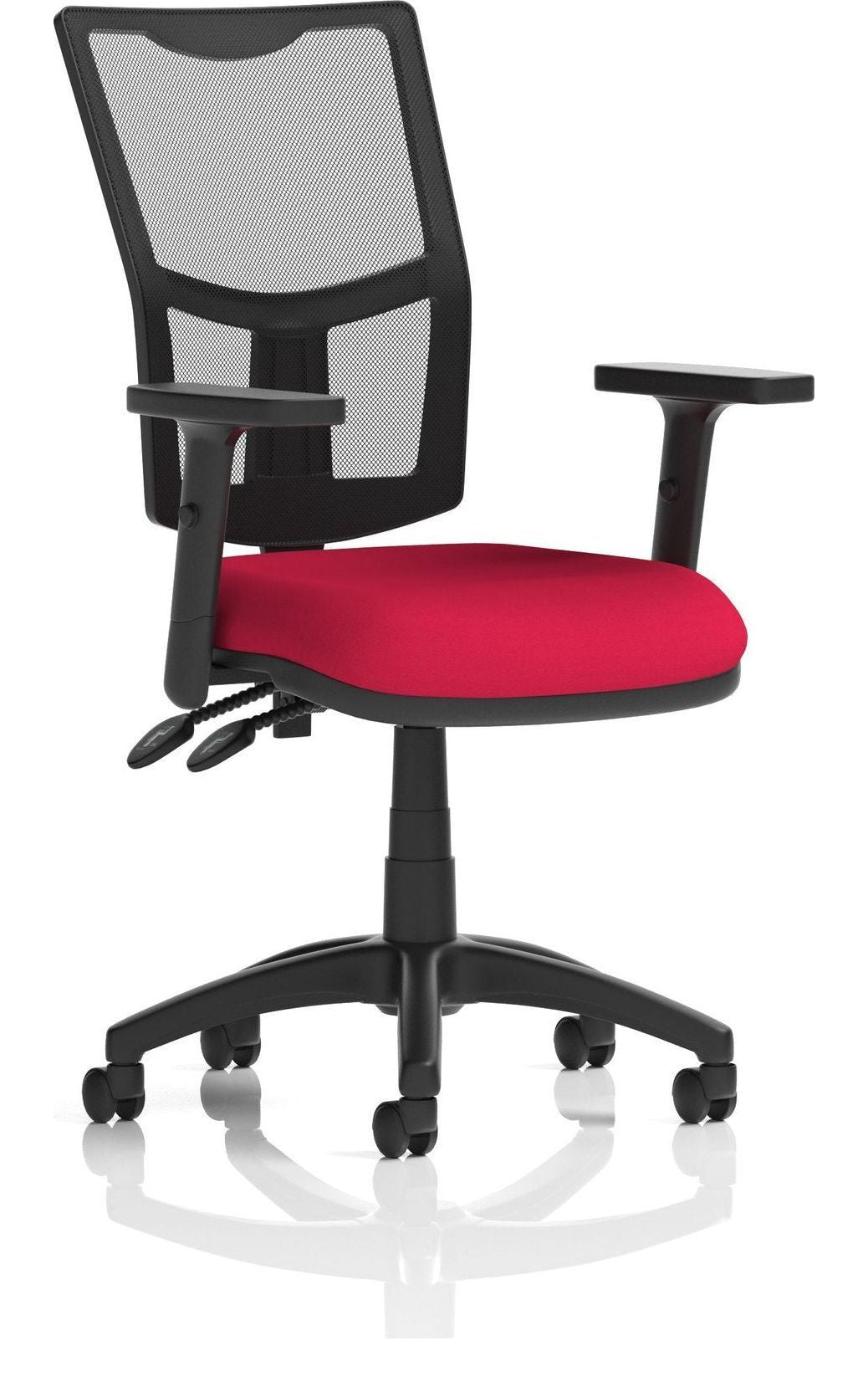 Eclipse Plus II Bespoke Medium Mesh Back Task Operator Chair, cherry, height adjustable arms, no draughtsman kit