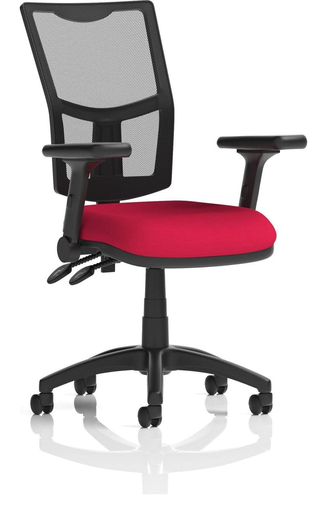 Eclipse Plus II Bespoke Medium Mesh Back Task Operator Chair, cherry, height adjustable folding arms, no draughtsman kit