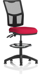 Eclipse Plus II Bespoke Medium Mesh Back Task Operator Chair, cherry, no arms, with draughtsman kit