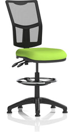 Eclipse Plus II Bespoke Medium Mesh Back Task Operator Chair, green, no arms, with draughtsman kit