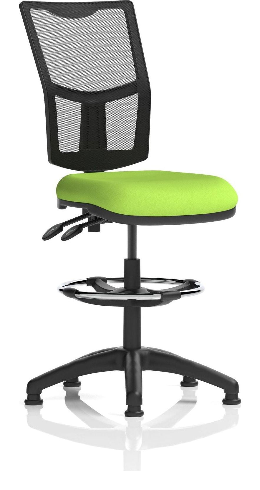 Eclipse Plus II Bespoke Medium Mesh Back Task Operator Chair, green, no arms, with draughtsman kit