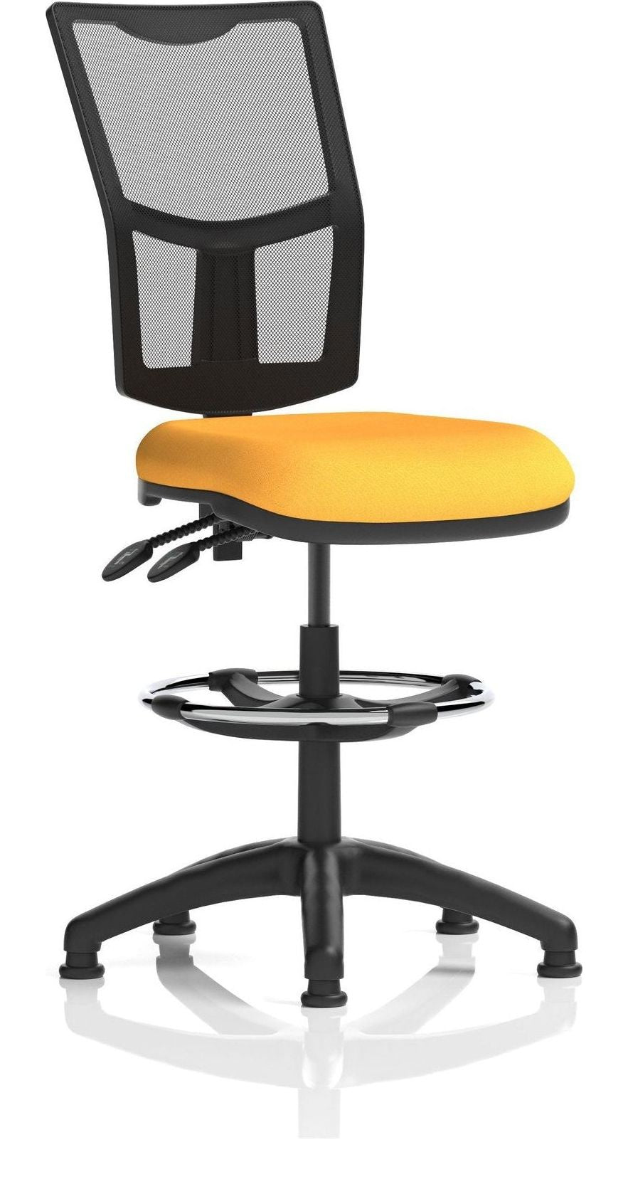 Eclipse Plus II Bespoke Medium Mesh Back Task Operator Chair, yellow, no arms, with draughtsman kit