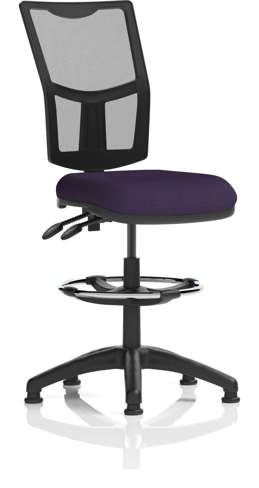 Eclipse Plus II Bespoke Medium Mesh Back Task Operator Chair, purple, no arms, with draughtsman kit