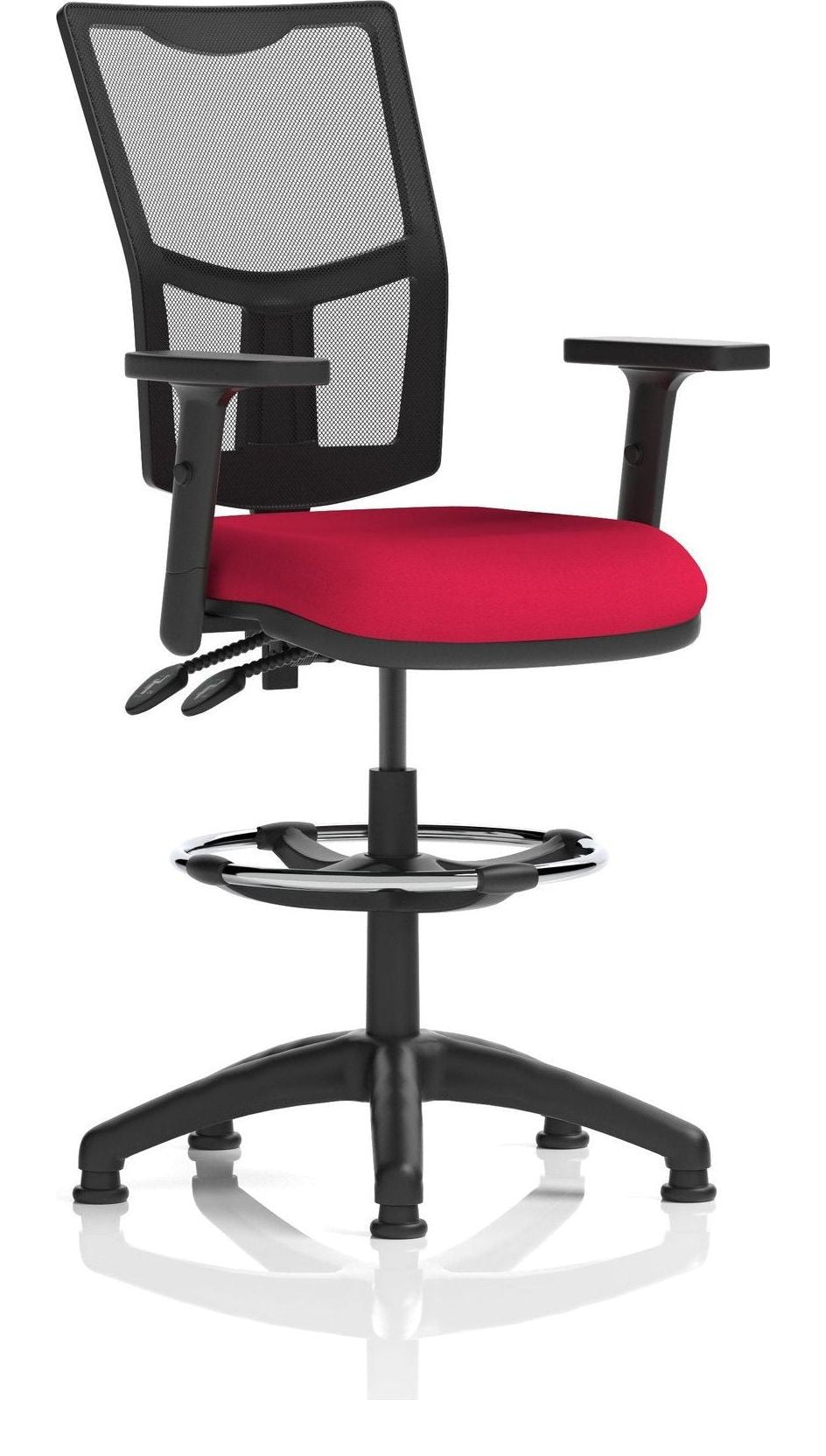 Eclipse Plus II Bespoke Medium Mesh Back Task Operator Chair, cherry, height adjustable arms, with draughtsman kit