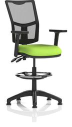 Eclipse Plus II Bespoke Medium Mesh Back Task Operator Chair, green, height adjustable arms, with draughtsman kit