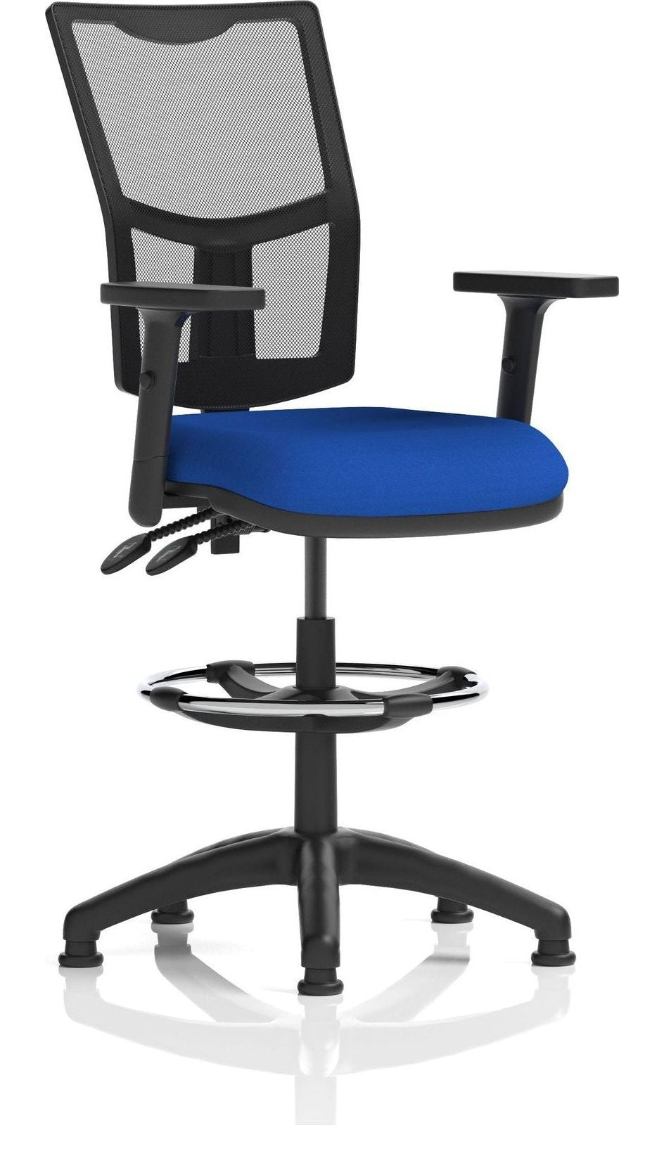 Eclipse Plus II Bespoke Medium Mesh Back Task Operator Chair, blue, height adjustable arms, with draughtsman kit