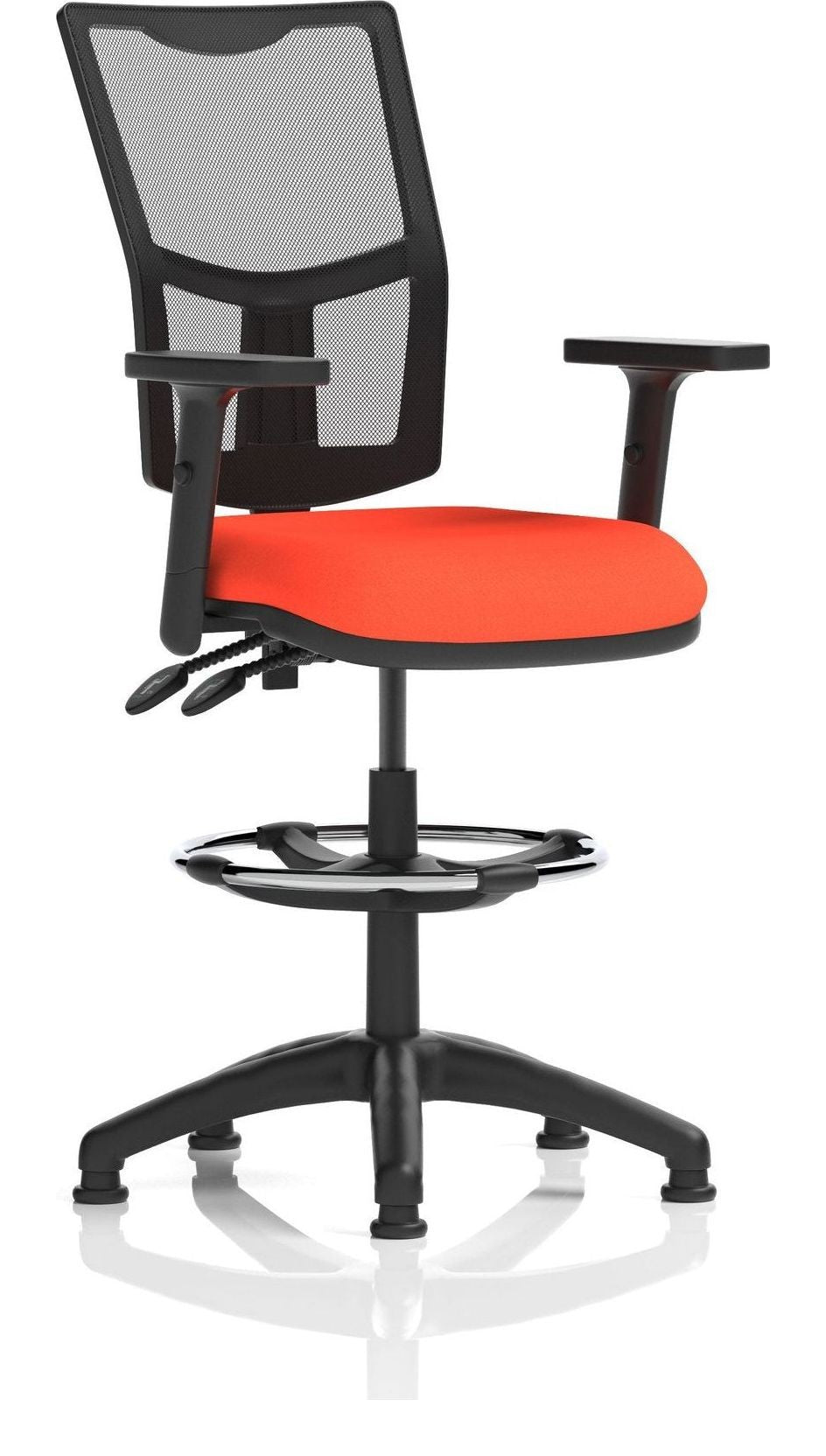 Eclipse Plus II Bespoke Medium Mesh Back Task Operator Chair, orange, height adjustable arms, with draughtsman kit