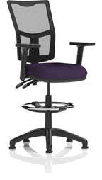 Eclipse Plus II Bespoke Medium Mesh Back Task Operator Chair, purple, height adjustable arms, with draughtsman kit