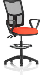 Eclipse Plus II Bespoke Medium Mesh Back Task Operator Chair, orange, loop arms, with draughtsman kit