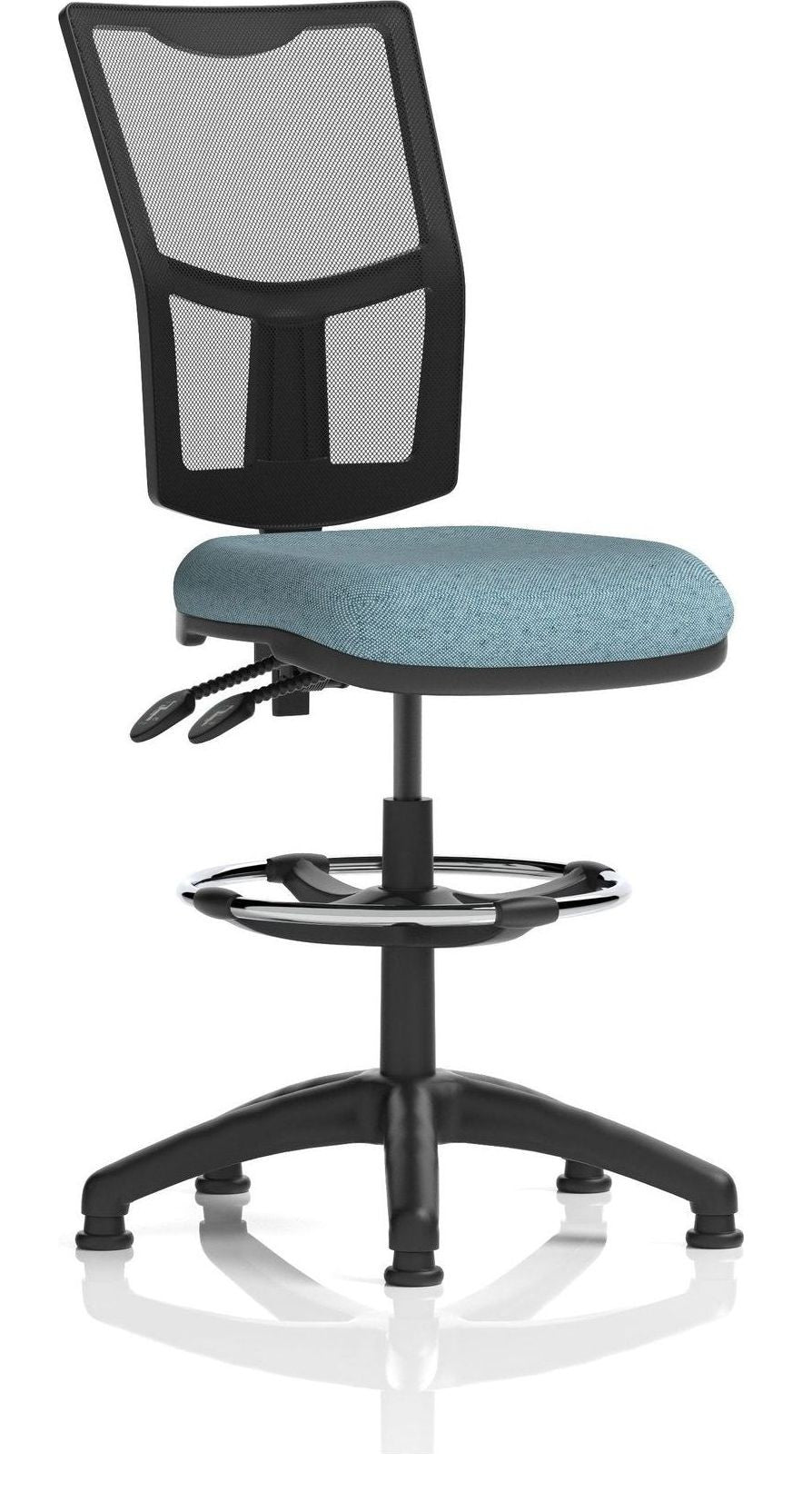 Eclipse Plus II Bespoke Medium Mesh Back Task Operator Chair, rivet quench, no arms, with draughtsman kit