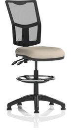 Eclipse Plus II Bespoke Medium Mesh Back Task Operator Chair, quest salt, no arms, with draughtsman kit