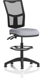 Eclipse Plus II Bespoke Medium Mesh Back Task Operator Chair, quest shell, no arms, with draughtsman kit