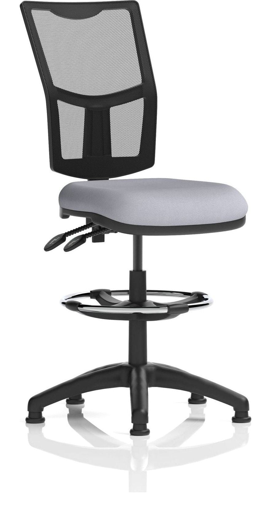 Eclipse Plus II Bespoke Medium Mesh Back Task Operator Chair, quest shell, no arms, with draughtsman kit