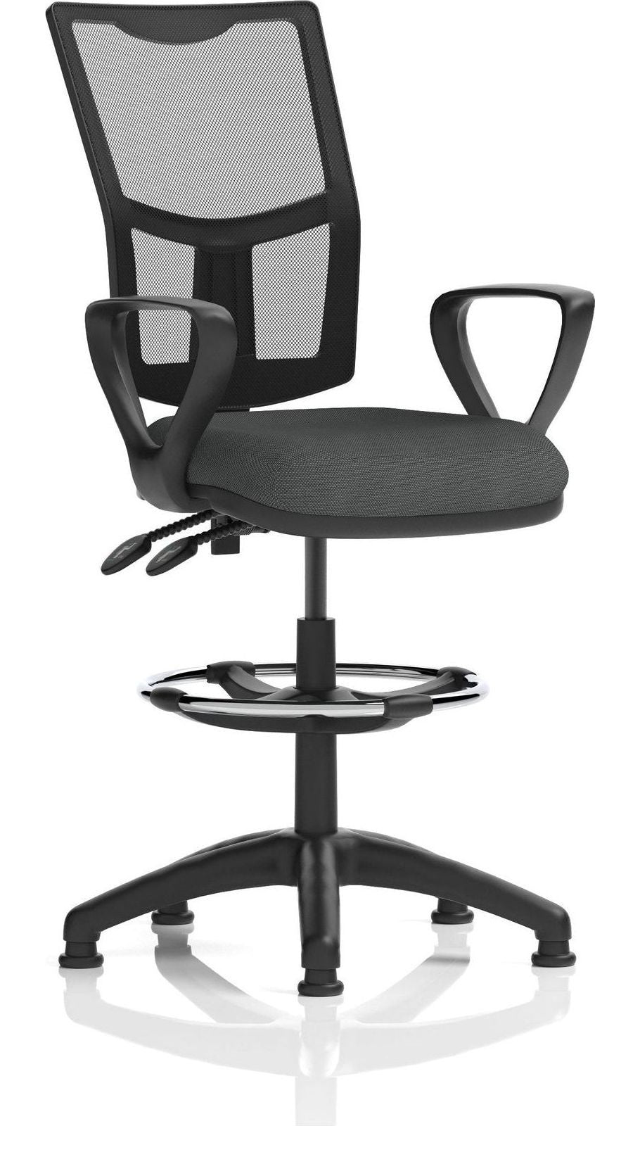Eclipse Plus II Bespoke Medium Mesh Back Task Operator Chair, quest mussel, loop arms, with draughtsman kit