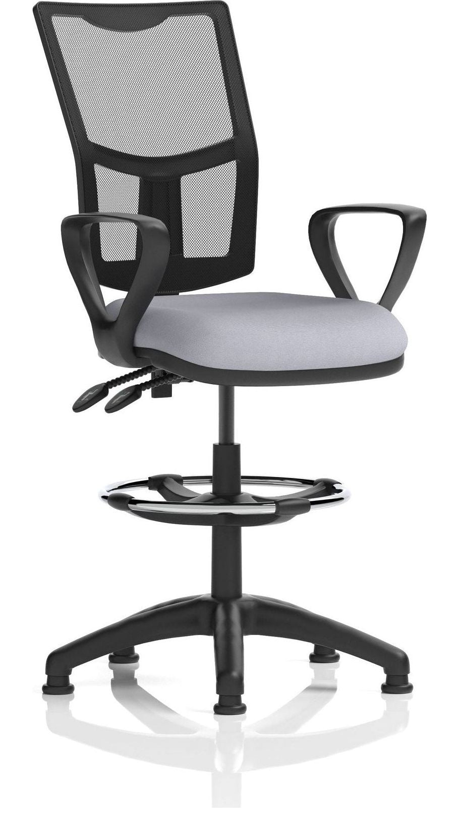 Eclipse Plus II Bespoke Medium Mesh Back Task Operator Chair, quest shell, loop arms, with draughtsman kit