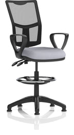 Eclipse Plus II Bespoke Medium Mesh Back Task Operator Chair, quest shell, loop arms, with draughtsman kit