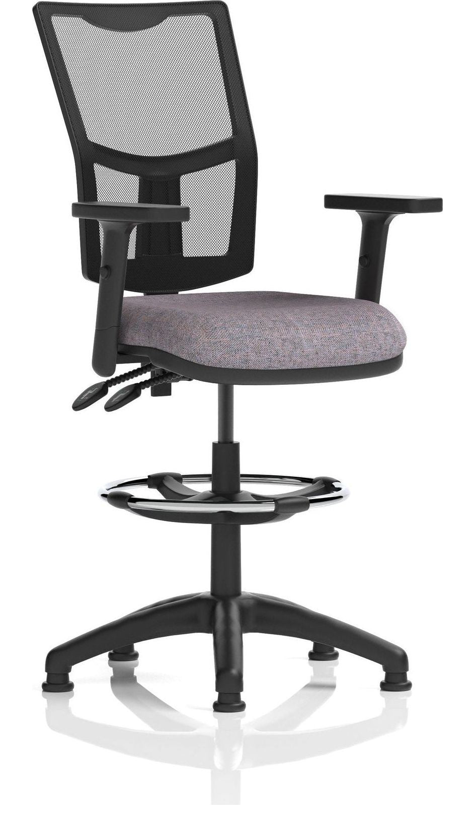 Eclipse Plus II Bespoke Medium Mesh Back Task Operator Chair, rivet fuse, height adjustable arms, with draughtsman kit