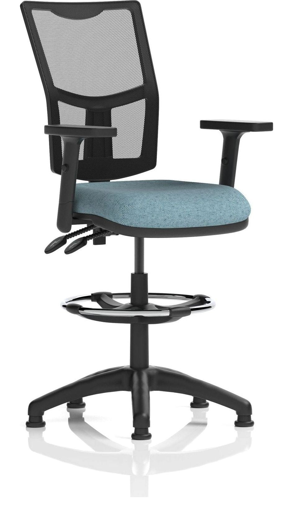Eclipse Plus II Bespoke Medium Mesh Back Task Operator Chair, rivet quench, height adjustable arms, with draughtsman kit