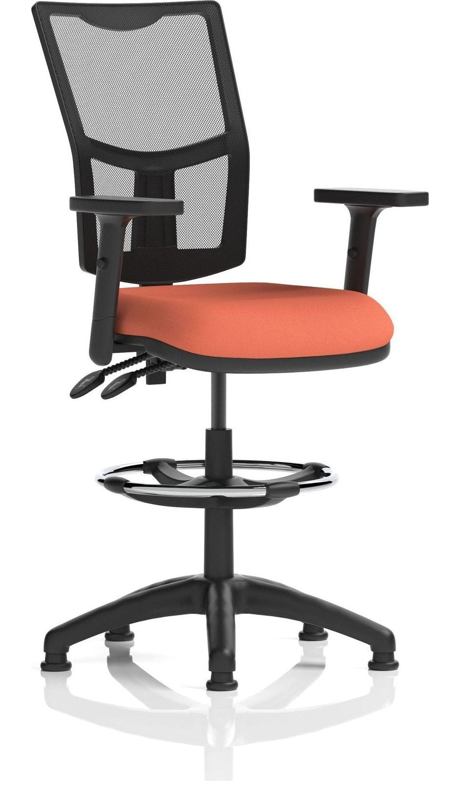 Eclipse Plus II Bespoke Medium Mesh Back Task Operator Chair, quest crab, height adjustable arms, with draughtsman kit