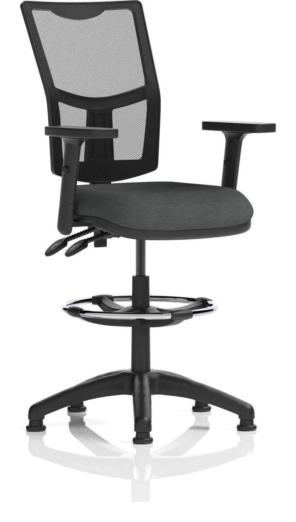 Eclipse Plus II Bespoke Medium Mesh Back Task Operator Chair, quest mussel, height adjustable arms, with draughtsman kit
