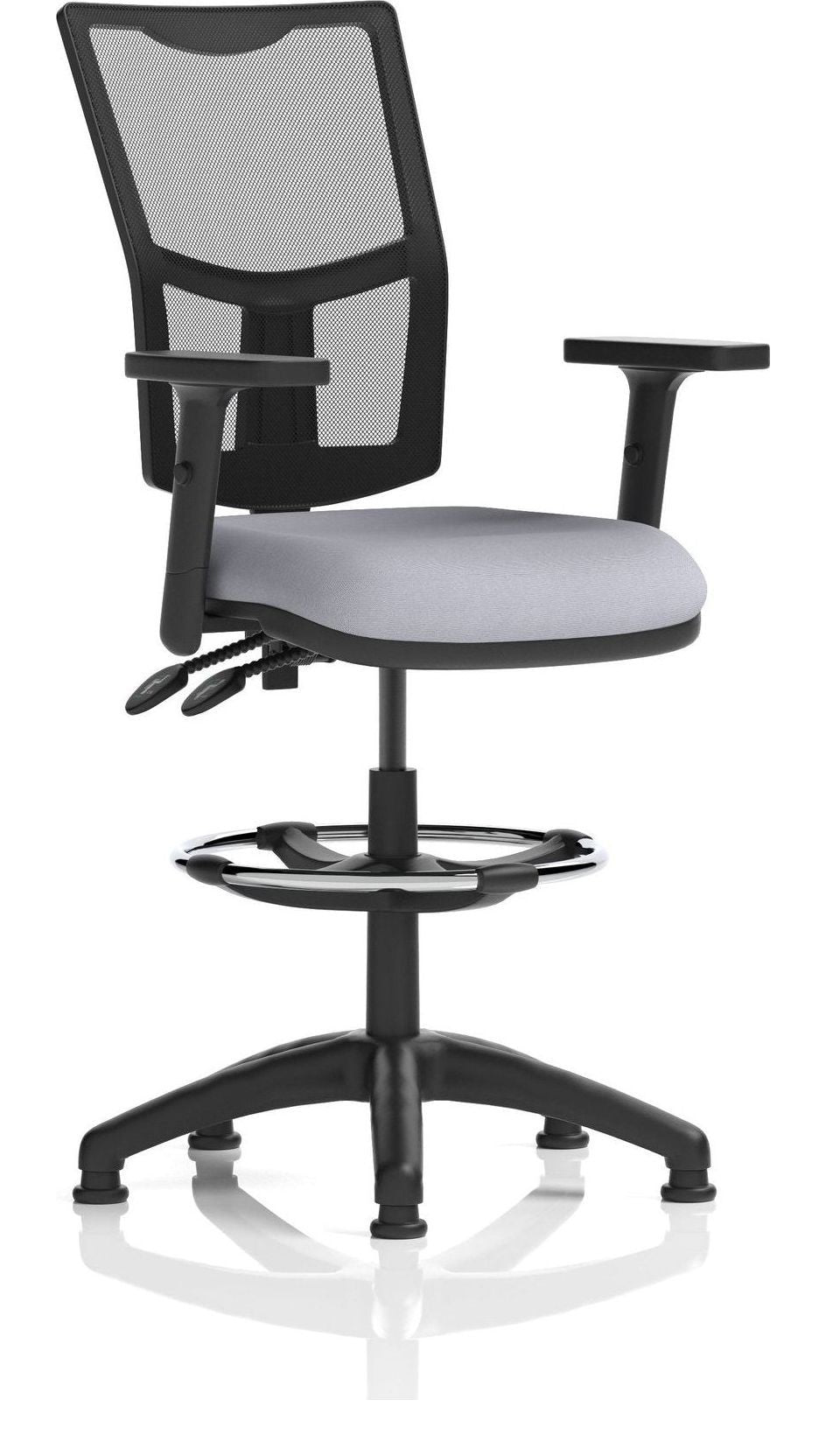 Eclipse Plus II Bespoke Medium Mesh Back Task Operator Chair, quest shell, height adjustable arms, with draughtsman kit