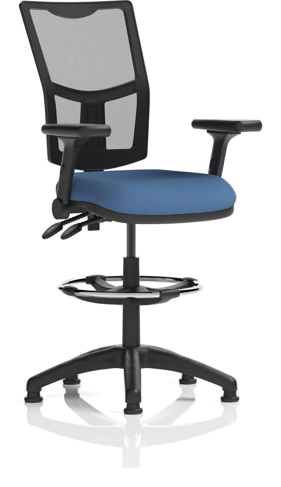Eclipse Plus II Bespoke Medium Mesh Back Task Operator Chair, quest limpet, height adjustable folding arms, with draughtsman kit