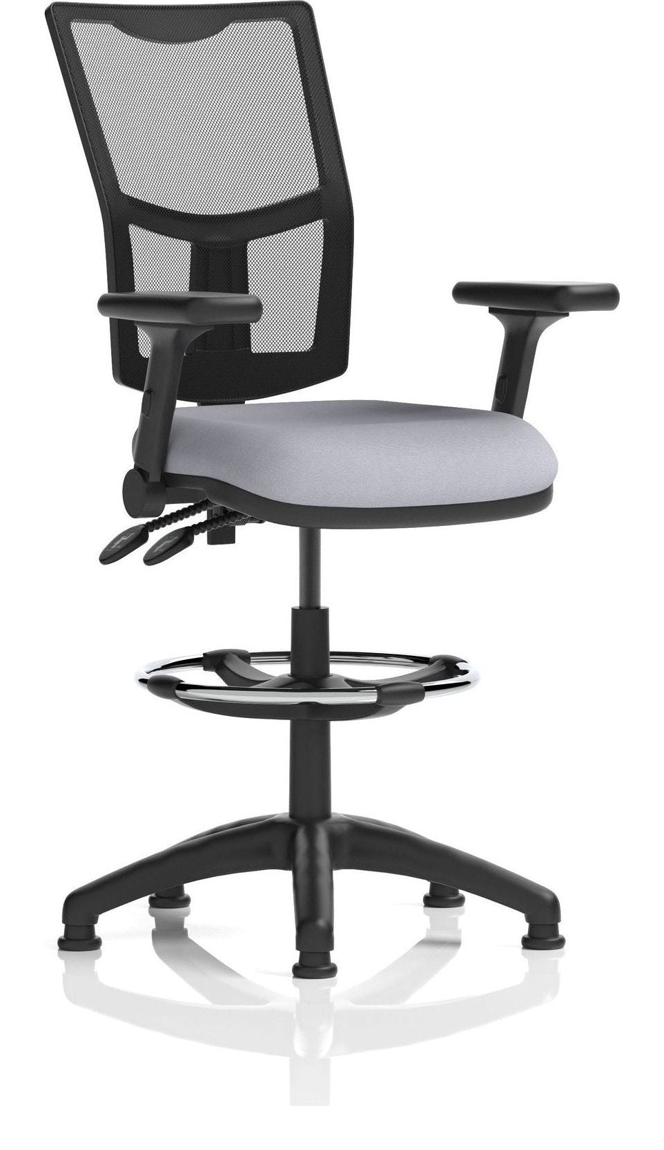 Eclipse Plus II Bespoke Medium Mesh Back Task Operator Chair, quest shell, height adjustable folding arms, with draughtsman kit