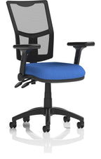 Eclipse Plus II Medium Mesh Back Task Operator Chair, blue fabric, no draughtsman kit, height adjustable folding arms