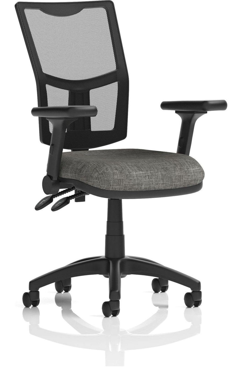 Eclipse Plus II Medium Mesh Back Task Operator Chair, charcoal fabric, no draughtsman kit, height adjustable folding arms