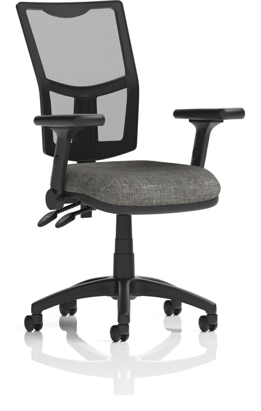 Eclipse Plus II Medium Mesh Back Task Operator Chair, charcoal fabric, no draughtsman kit, height adjustable folding arms